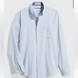 Tailor Vintage Blue and White Stripe Large Stretch Button Up Size Large